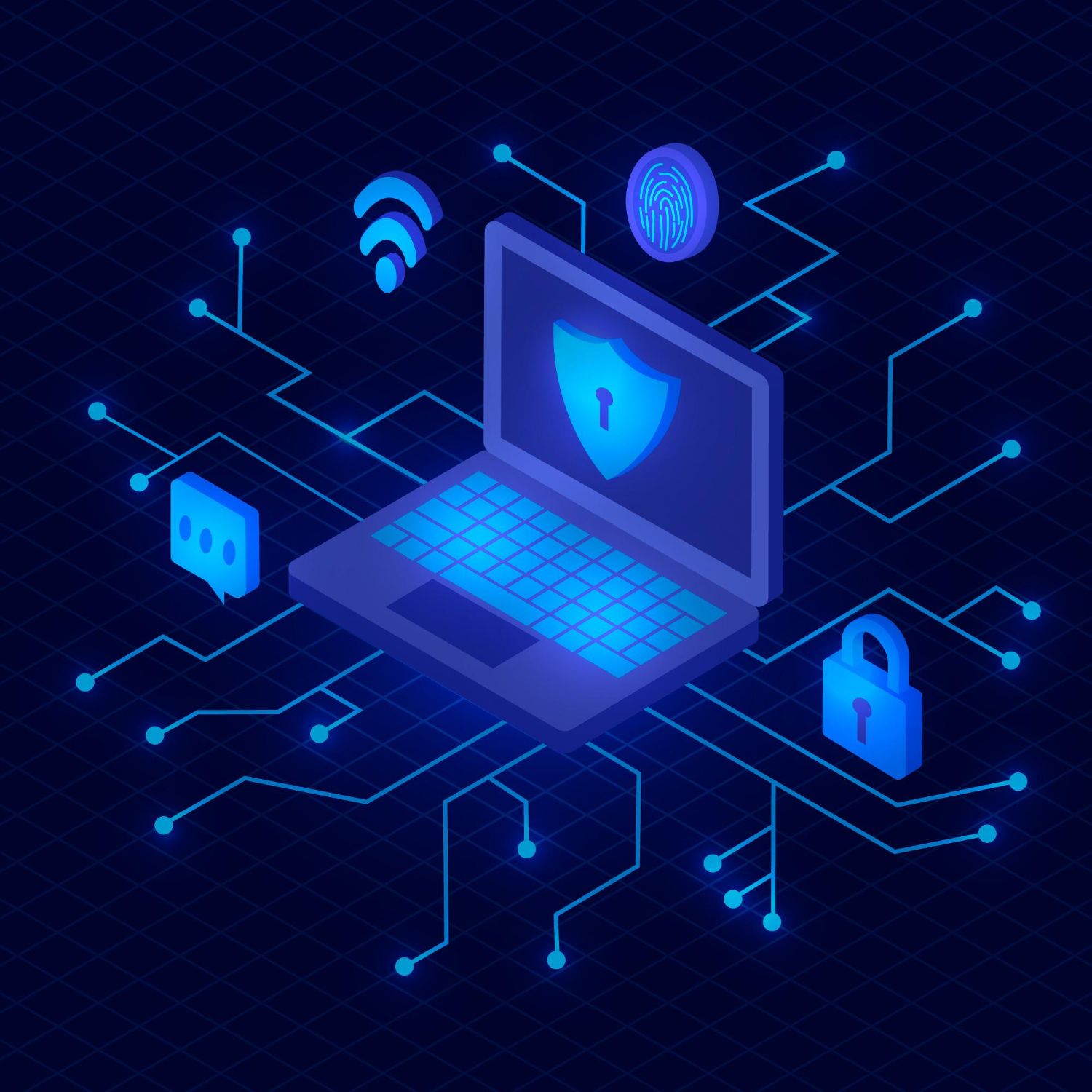 Huella digital de usuario ilustrada a través de movimientos de cursor, tecleo y desplazamiento en pantalla, representando seguridad digital invisible.